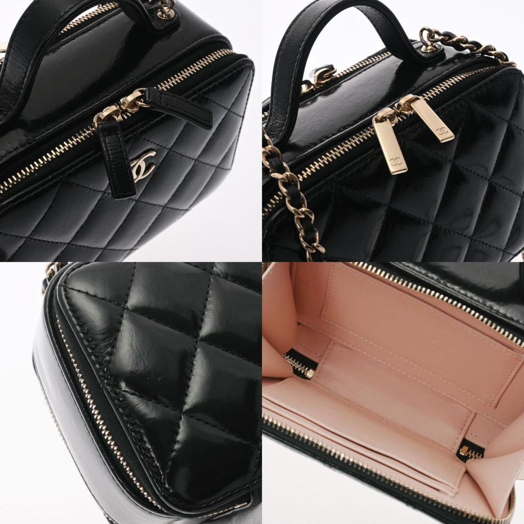 CHANEL Matelasse Small Vanity Shiny Black Ladies Lambskin Bag