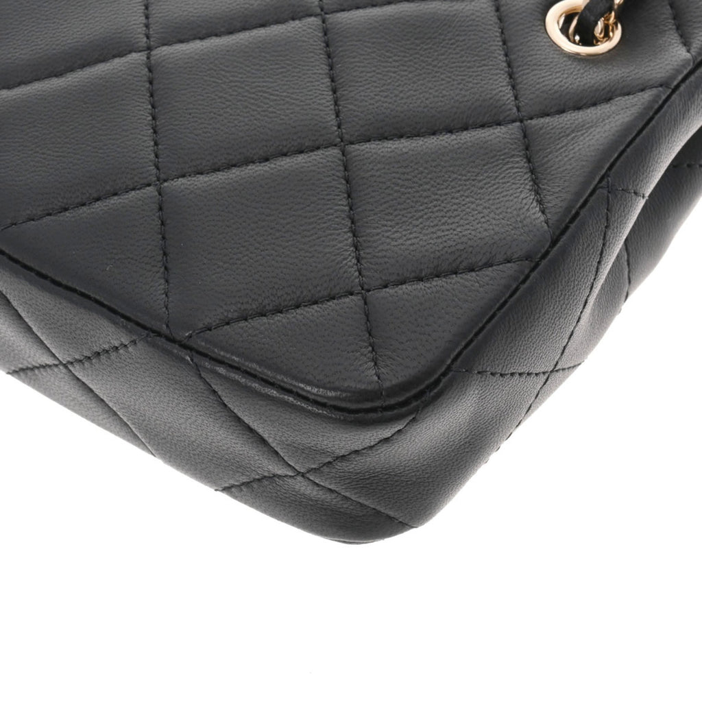 CHANEL Matelasse Pochette Chain Shoulder Black Women's Lambskin Bag