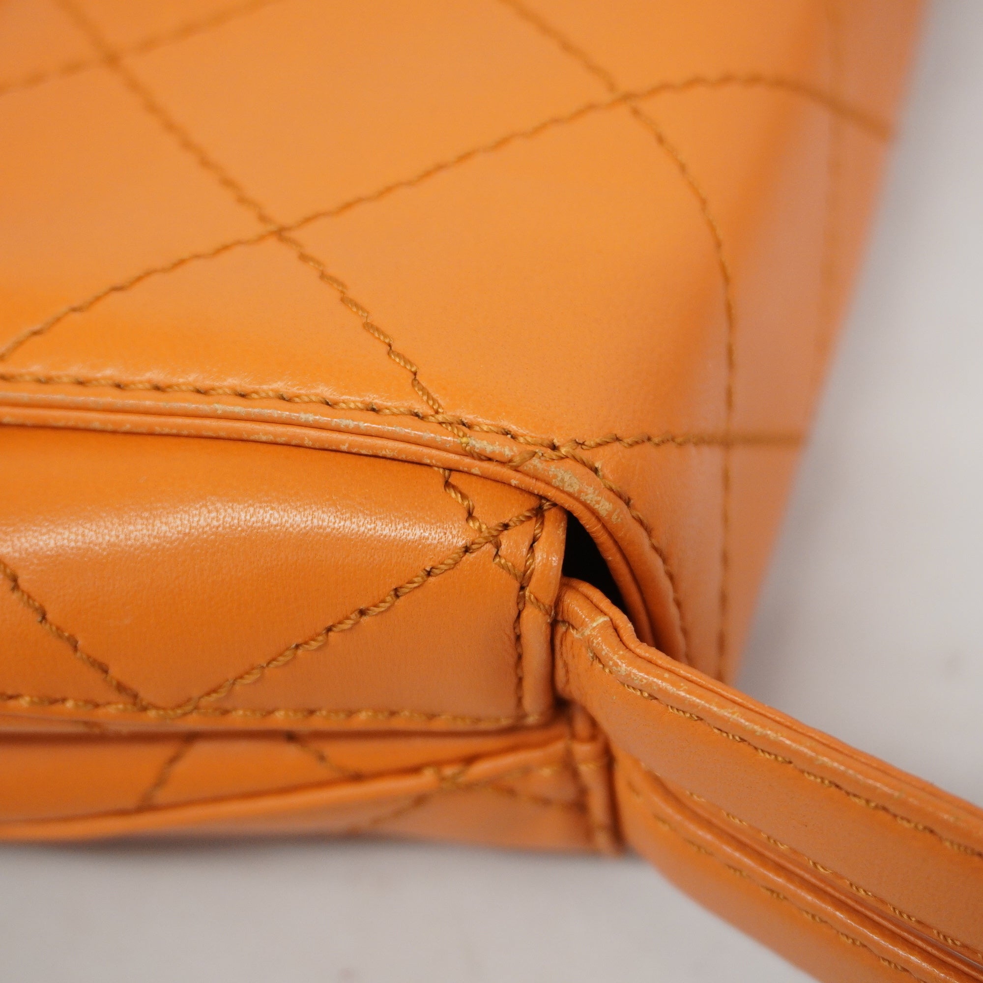 CHANELAuth  Matelasse Women's Leather Handbag Orange