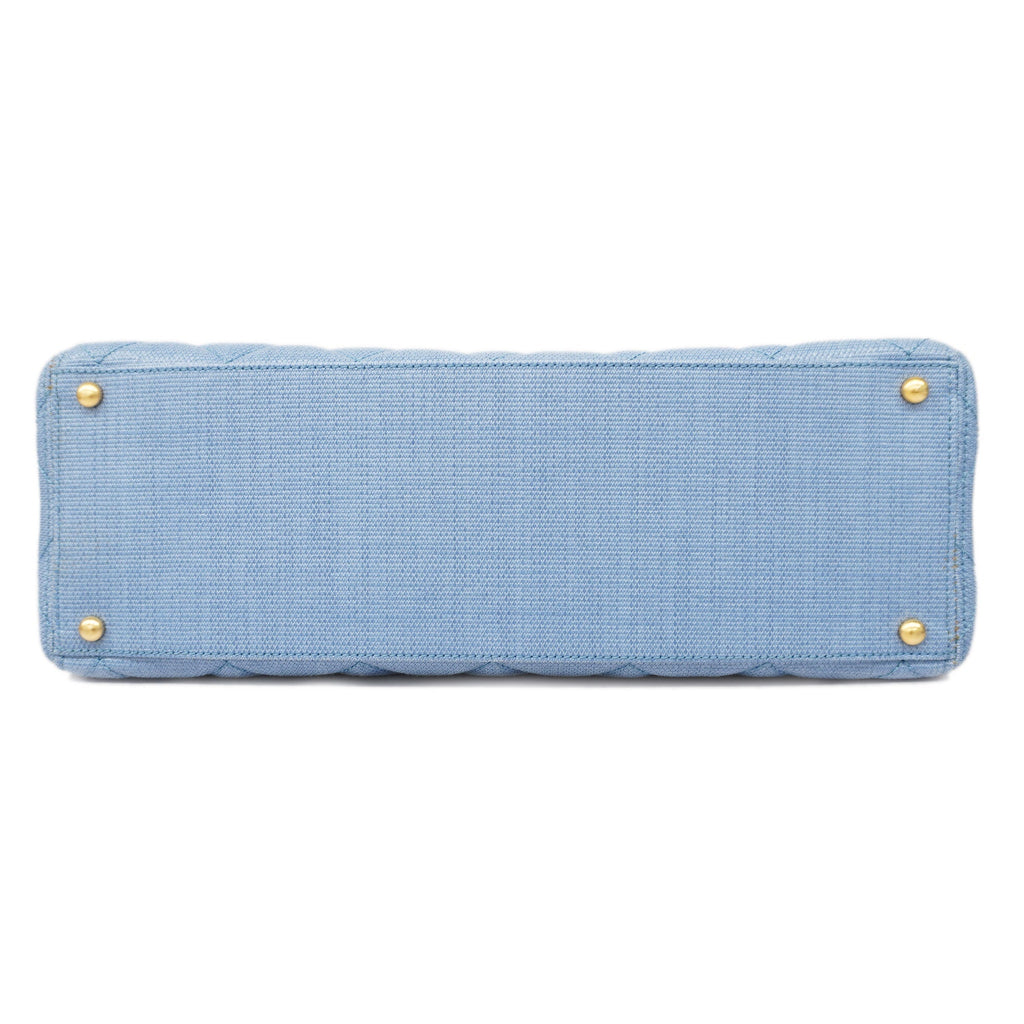 CHANELAuth  Matelasse Natural Women's Straw Tote Bag Blue