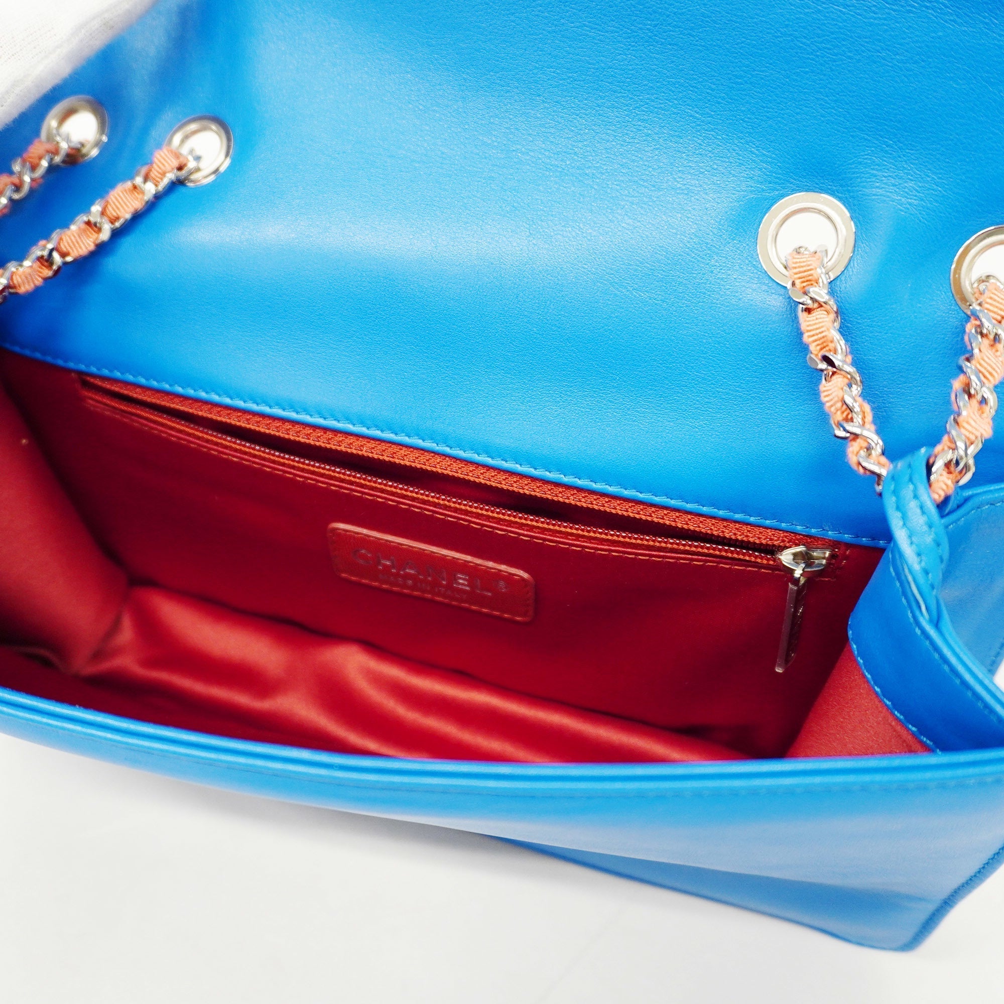 CHANELAuth  W Chain Women's Patent Leather Shoulder Bag Blue