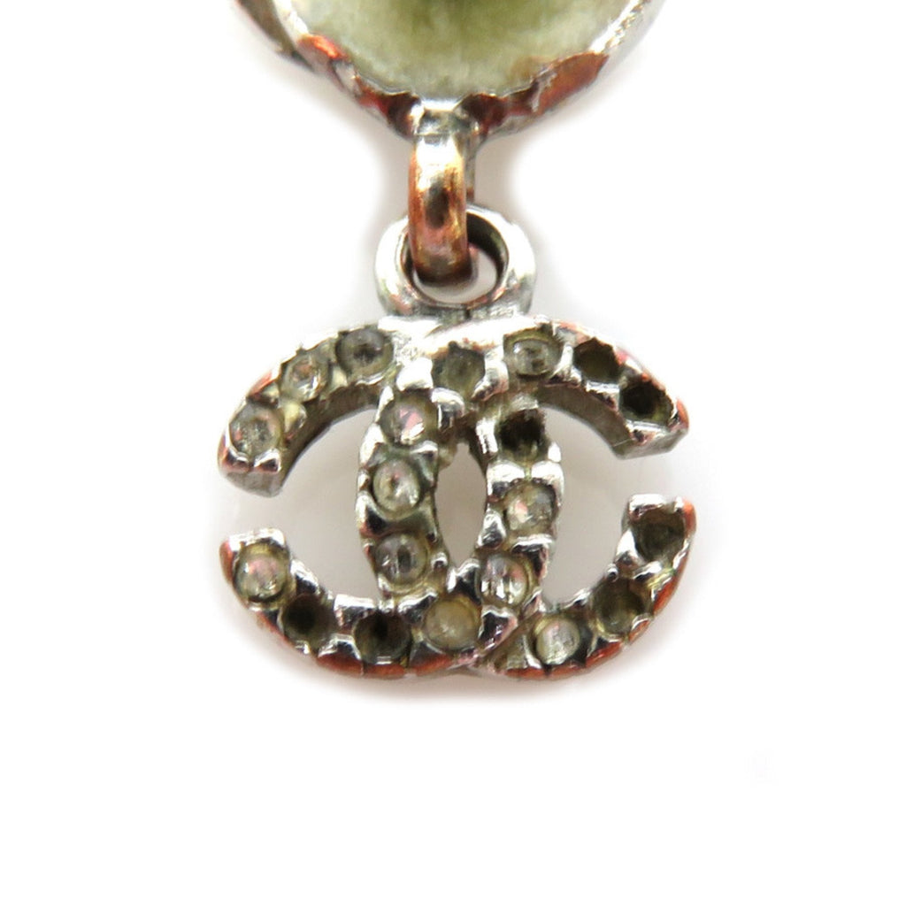 CHANEL Necklace Camellia Coco Mark Metal/Rhinestone Silver Women's