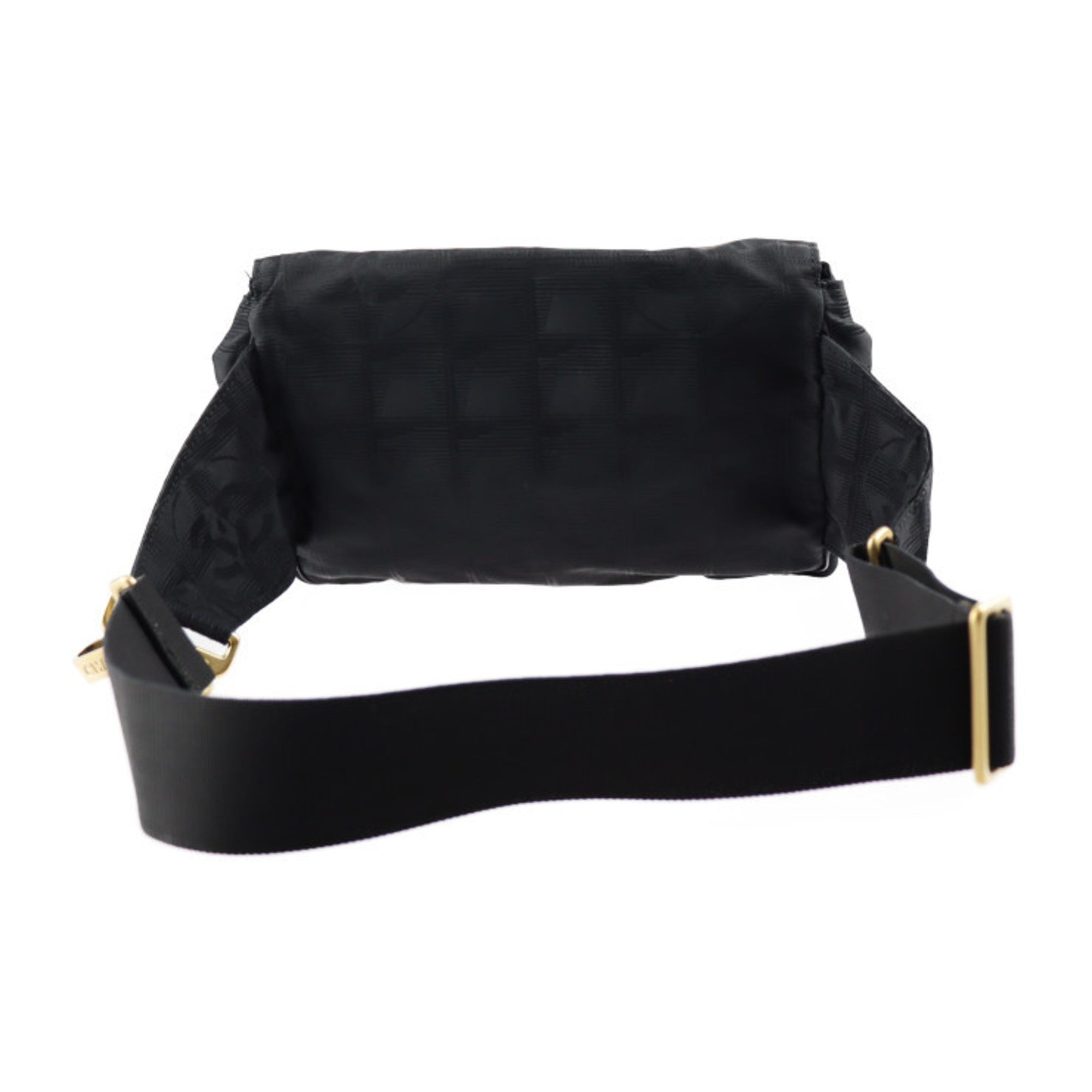 CHANEL new travel line waist bag A29346 canvas black gold metal fittings