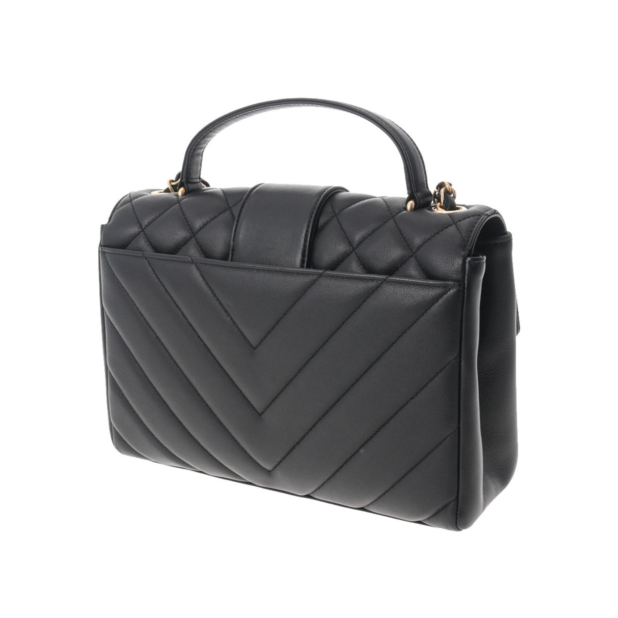 CHANEL matelasse chain shoulder black ladies lambskin bag