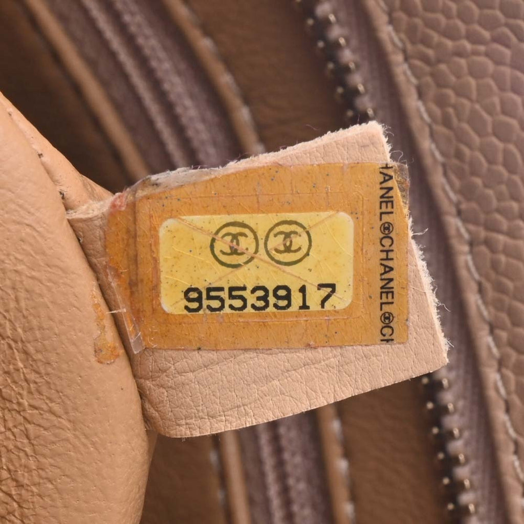 CHANEL Caviar Skin Coco Mark Reproduction Tote Bag Beige Ladies