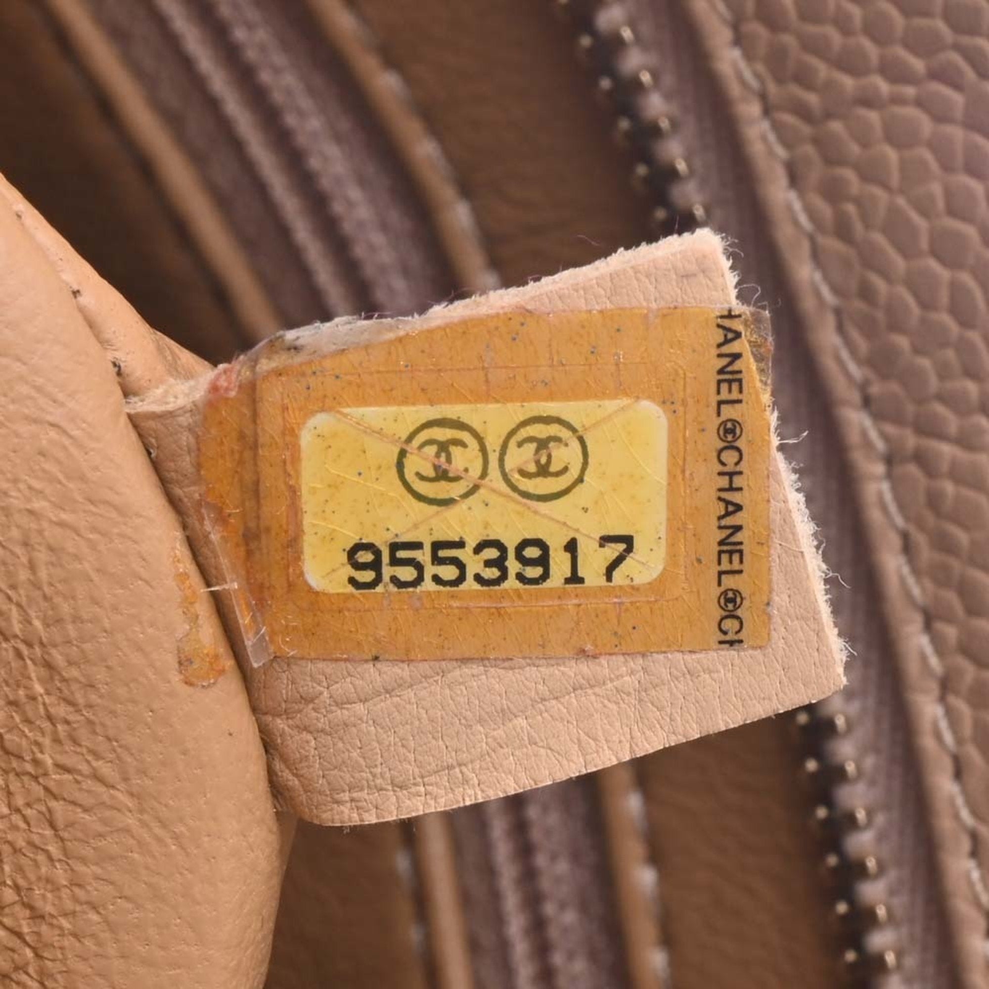 CHANEL Caviar Skin Coco Mark Reproduction Tote Bag Beige Ladies