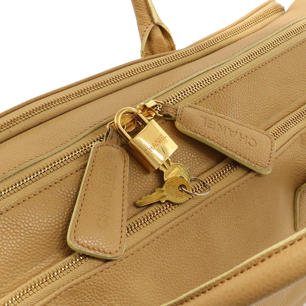 CHANEL tote bag shoulder caviar skin beige A66941