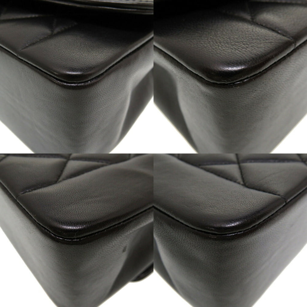 CHANEL Diana 25 Matelasse No. 4 Lambskin Black Gold Chain Shoulder Bag Coco Mark