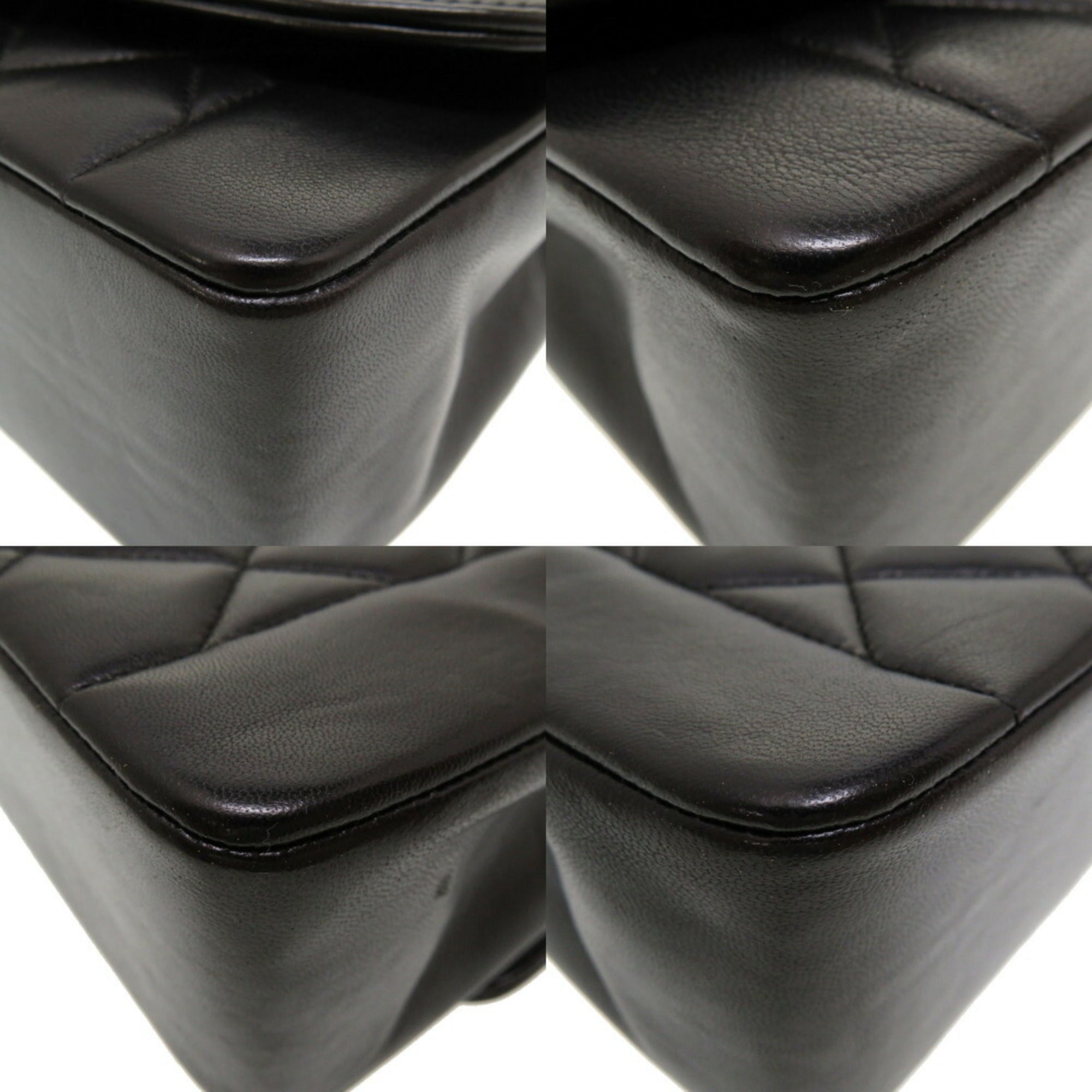 CHANEL Diana 25 Matelasse No. 4 Lambskin Black Gold Chain Shoulder Bag Coco Mark