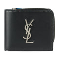 YVES SAINT LAURENT SAINT LAURENT PARIS Saint-Laurent Paris folio wallet 630072 calf leather NERO black silver metal fittings L-shaped fastener logo