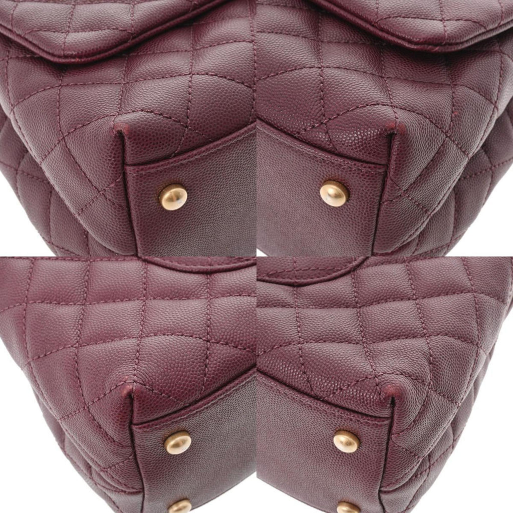 CHANEL Matelasse Coco Handle 28 Bordeaux A92991 Ladies Caviar Skin Bag