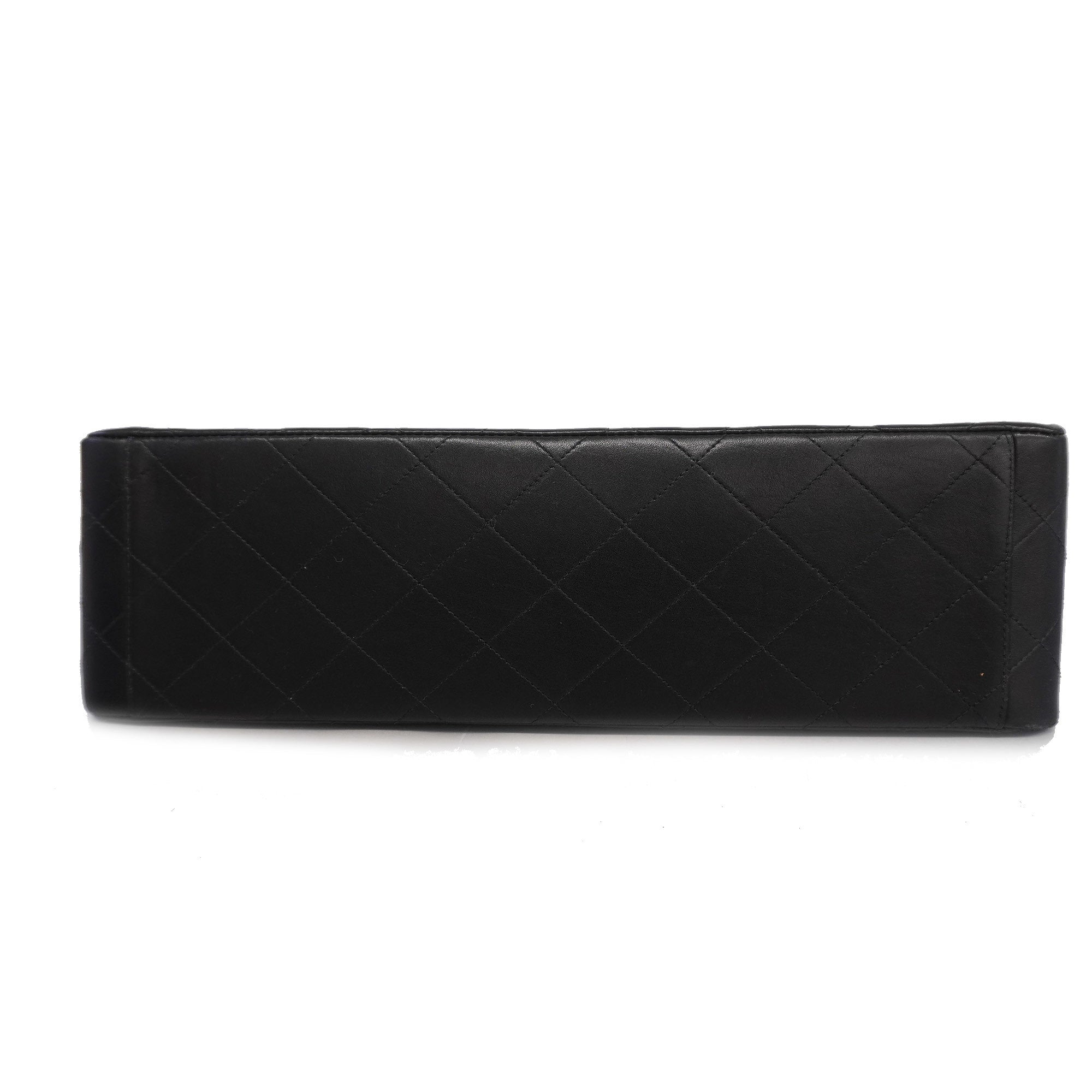 CHANELAuth  Big Matelasse W Chain Women's Leather Shoulder Bag Black