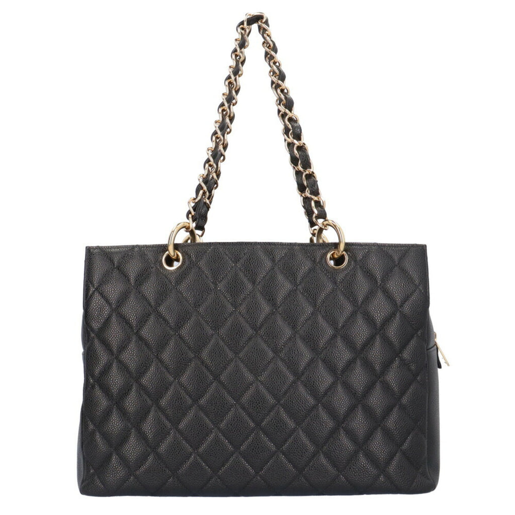 CHANEL chain matelasse shoulder bag caviar skin black ladies