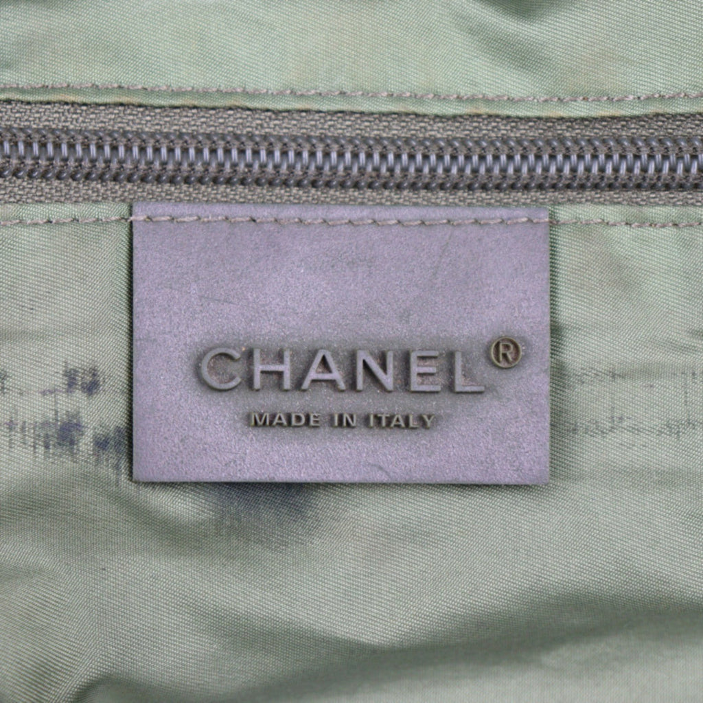 CHANEL Sport Line Boston Bag Nylon Canvas Black Khaki Green Shoulder Travel Cocomark 10 Series Round Cylindrical