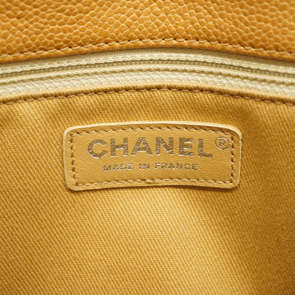 CHANEL[3ca0362]   tote bag chain shoulder caviar skin beige