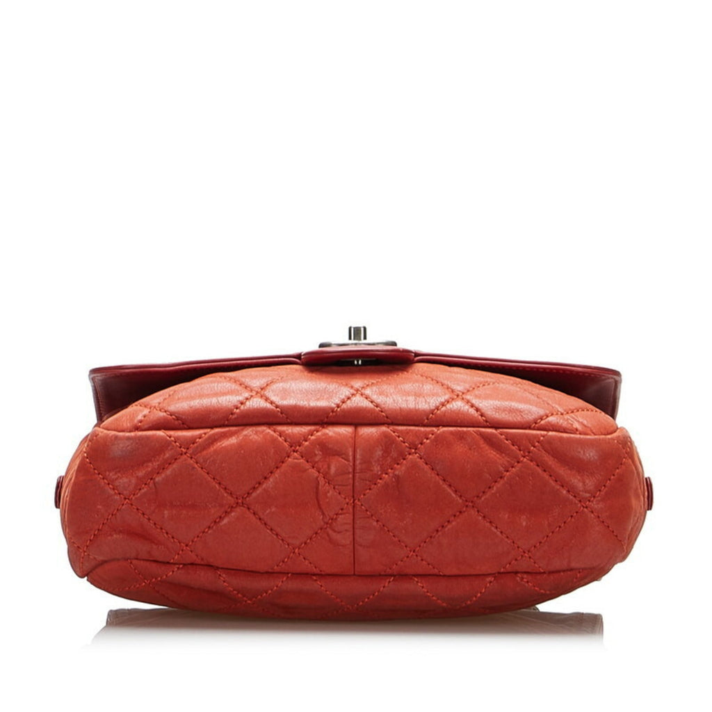 CHANEL coco mark chain shoulder bag red leather ladies