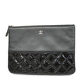CHANELAuth  Matelasse Women's Leather,Patent Leather Clutch Bag Black