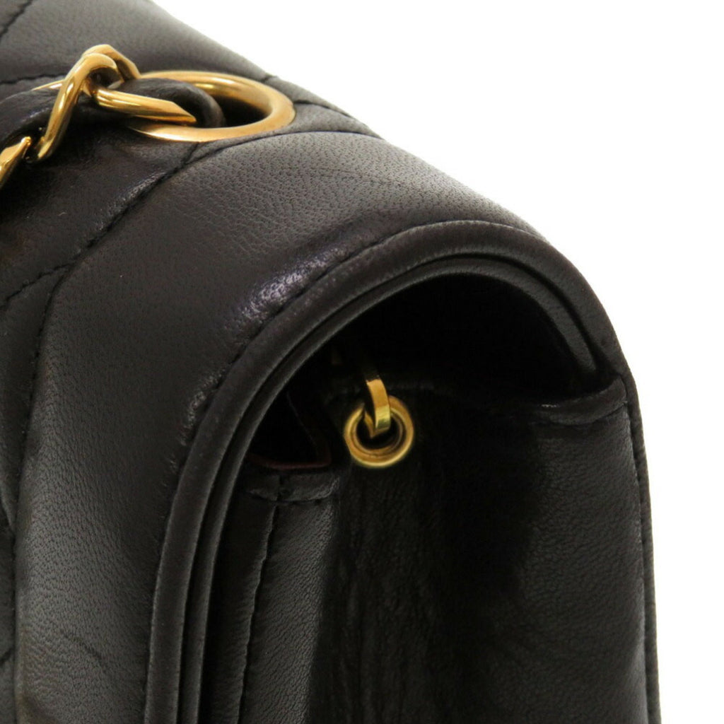 CHANEL Diana 25 Medium Matelasse Lambskin Black Gold Chain Shoulder Bag No. 3 Coco Mark Turnlock
