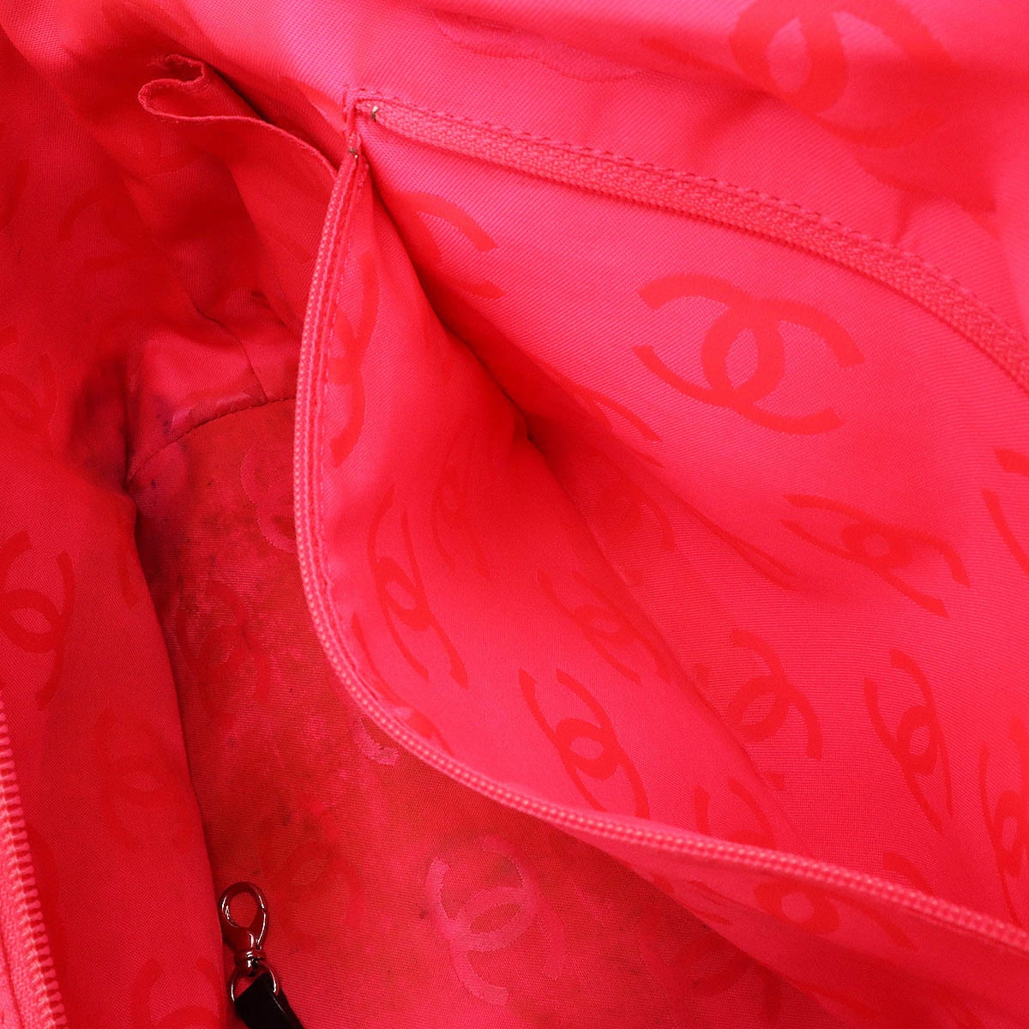 CHANEL Cambon Line Coco Mark Large Tote Shoulder Bag Soft Calf Enamel Black Pink A25169