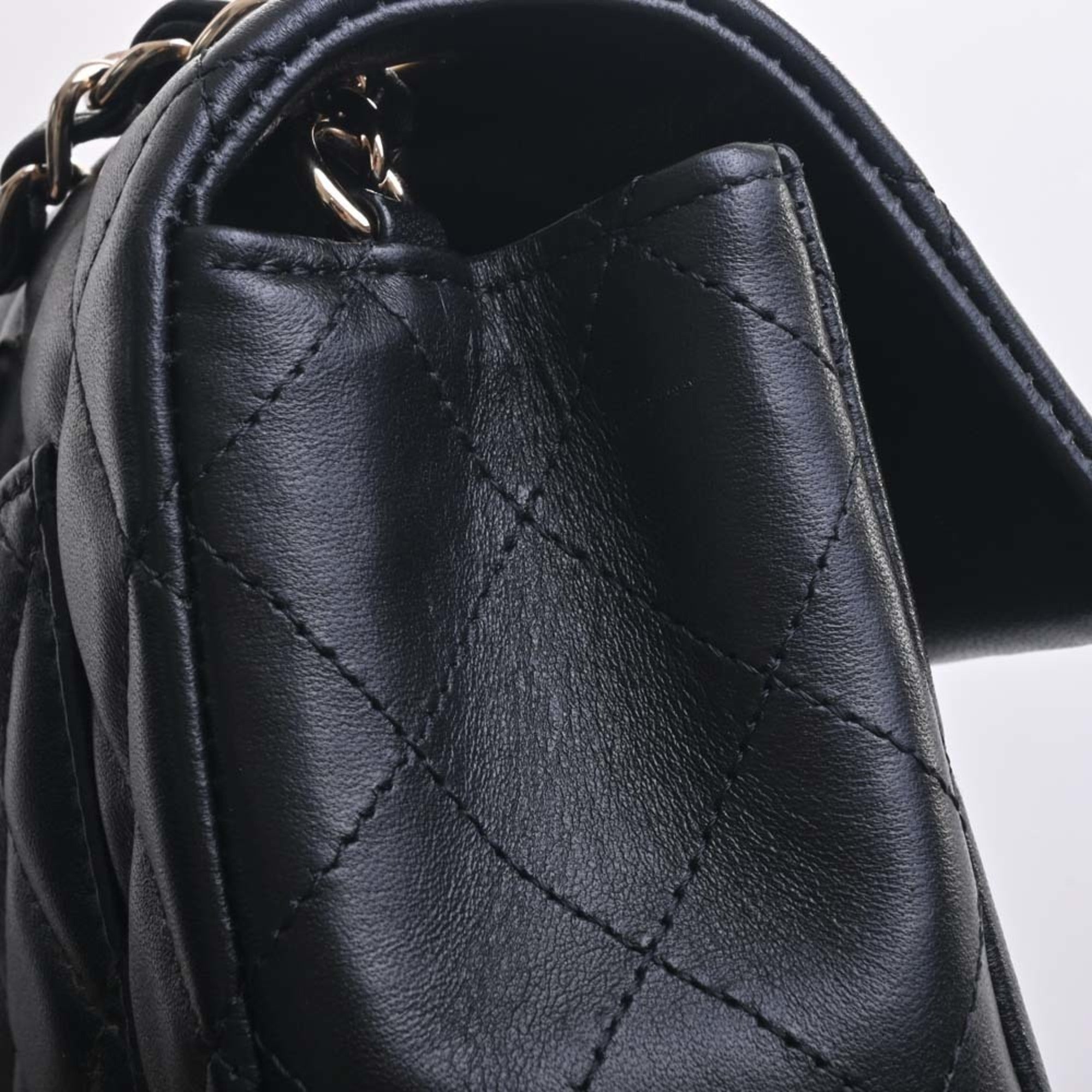 CHANEL Lambskin Matelasse Coco Mark Chain Shoulder Bag Black Ladies
