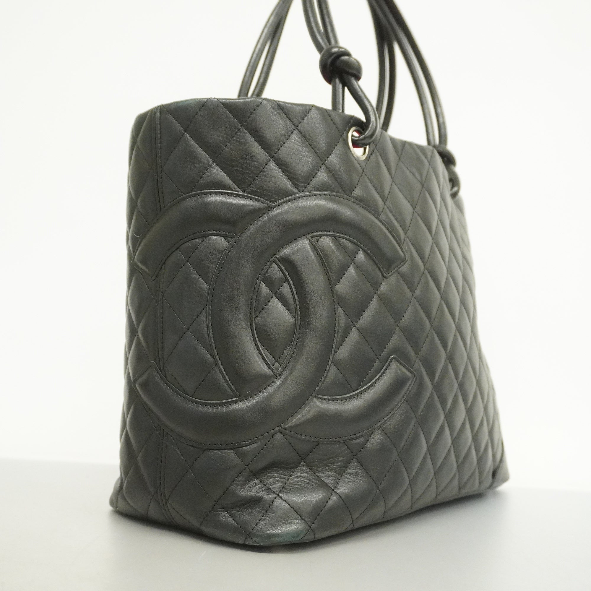 CHANELAuth  Ligne Cambon Tote Bag Women's Leather Tote Bag Black