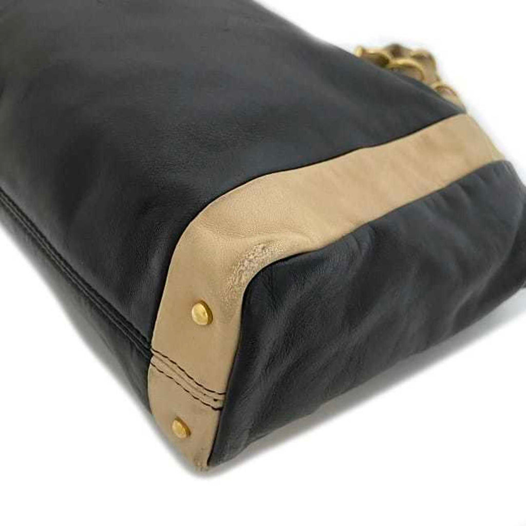 CHANEL Chain Tote Bag Black Beige Gold Cocomark Leather Lambskin 7th  Big Soft