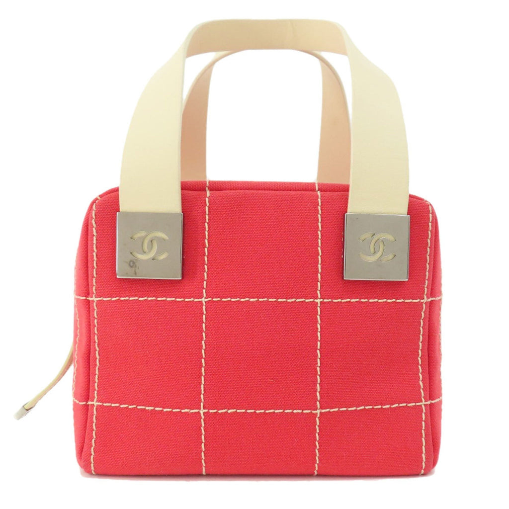 CHANEL Chocolate Bar Coco Mark Handbag Canvas Ladies