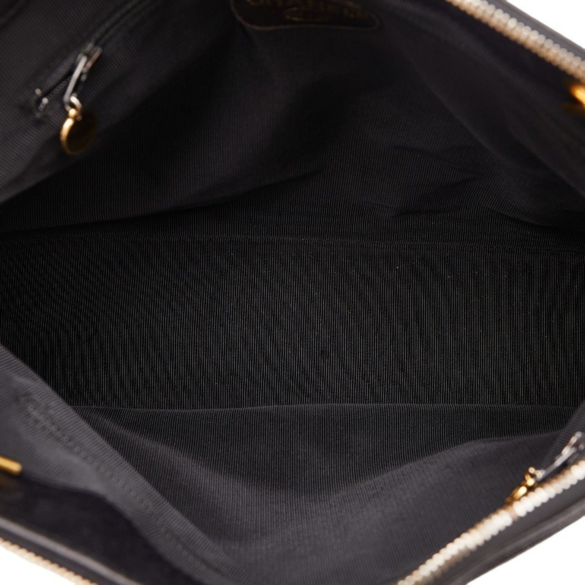 CHANEL Triple Coco Mark Chain Shoulder Bag Black Caviar Skin Women's