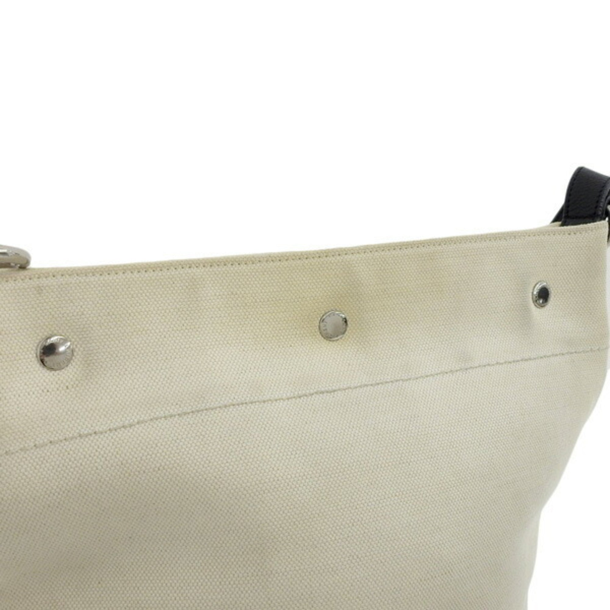 SAINT LAURENT Rive Gauche Canvas Leather Shoulder Bag 669299 Natural Black Ladies
