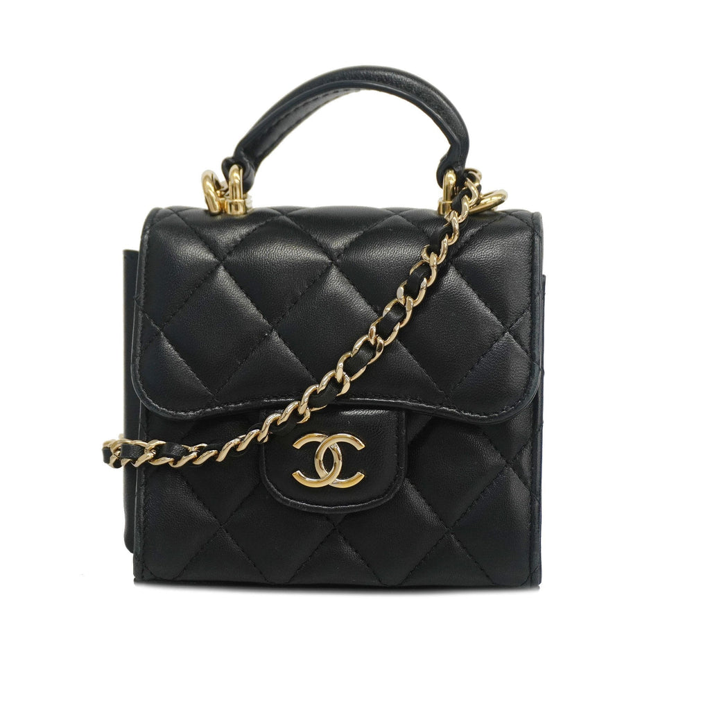 CHANEL  Matelasse Chain Shoulder Women's Lambskin Black