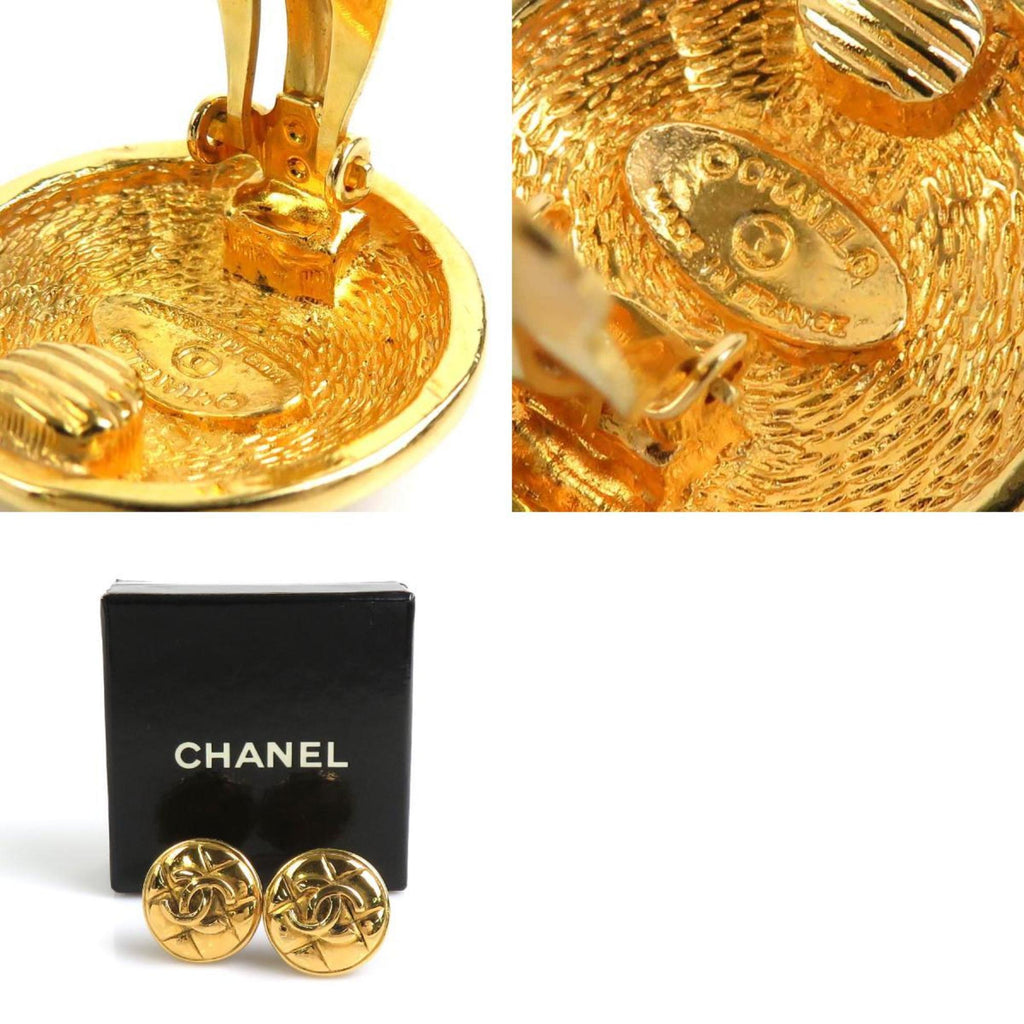 CHANEL earrings here mark metal gold ladies