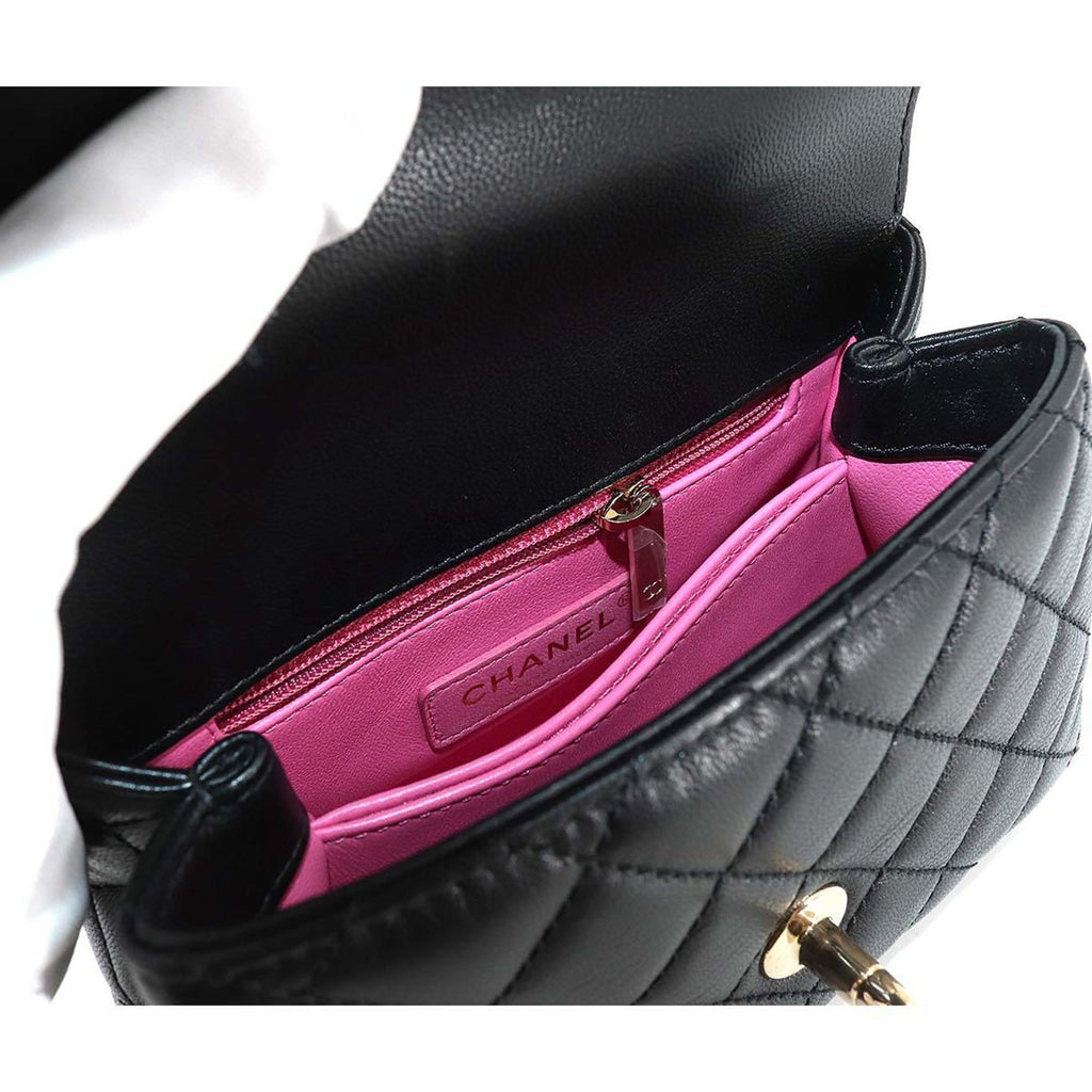 CHANEL here handle matelasse 2way hand shoulder bag leather black rainbow AS2215 Matelasse Bag