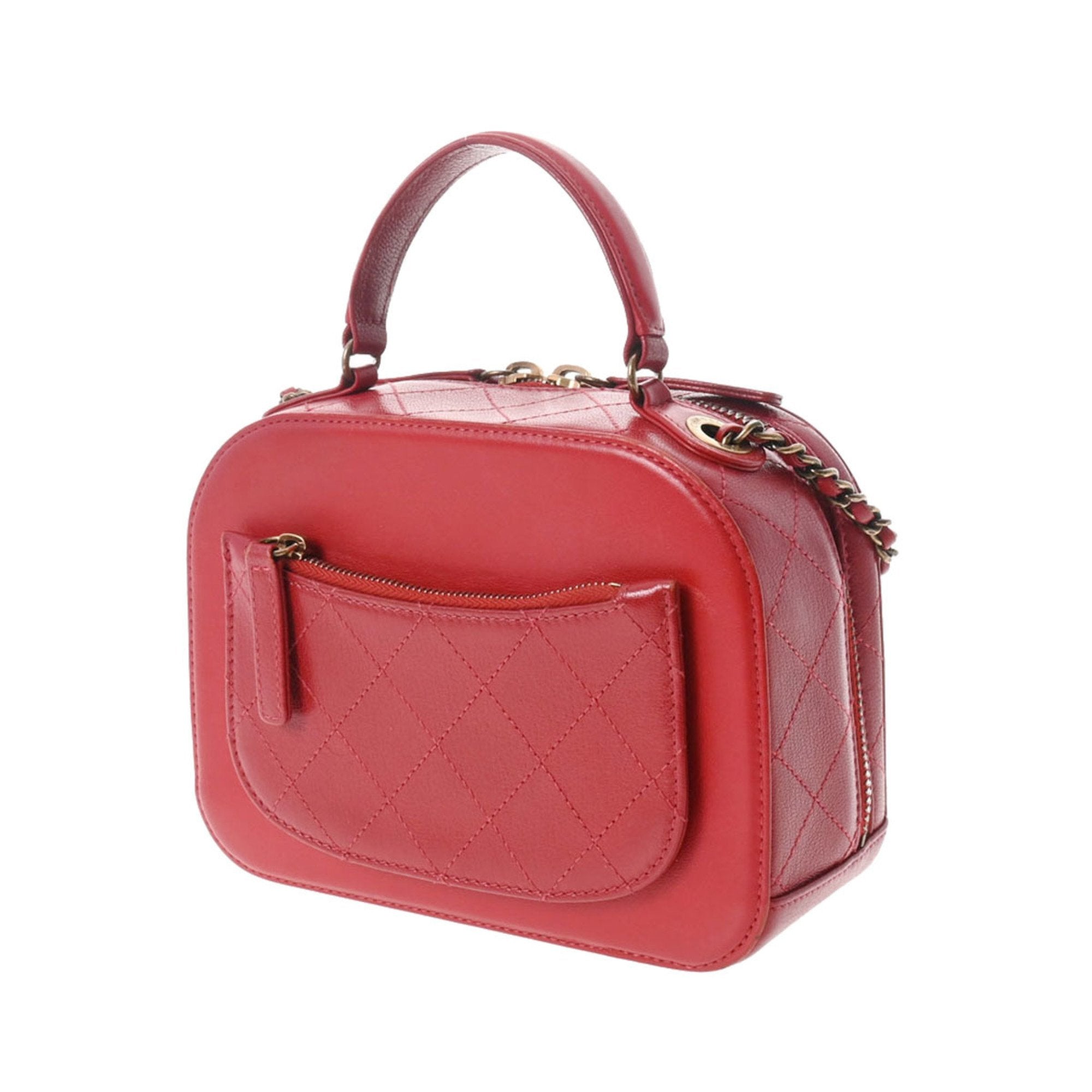 CHANEL handbag red A93463 ladies calf shoulder bag