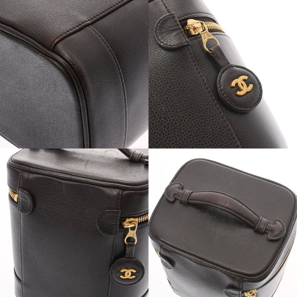CHANEL Vanity Brown Ladies Caviar Skin Handbag