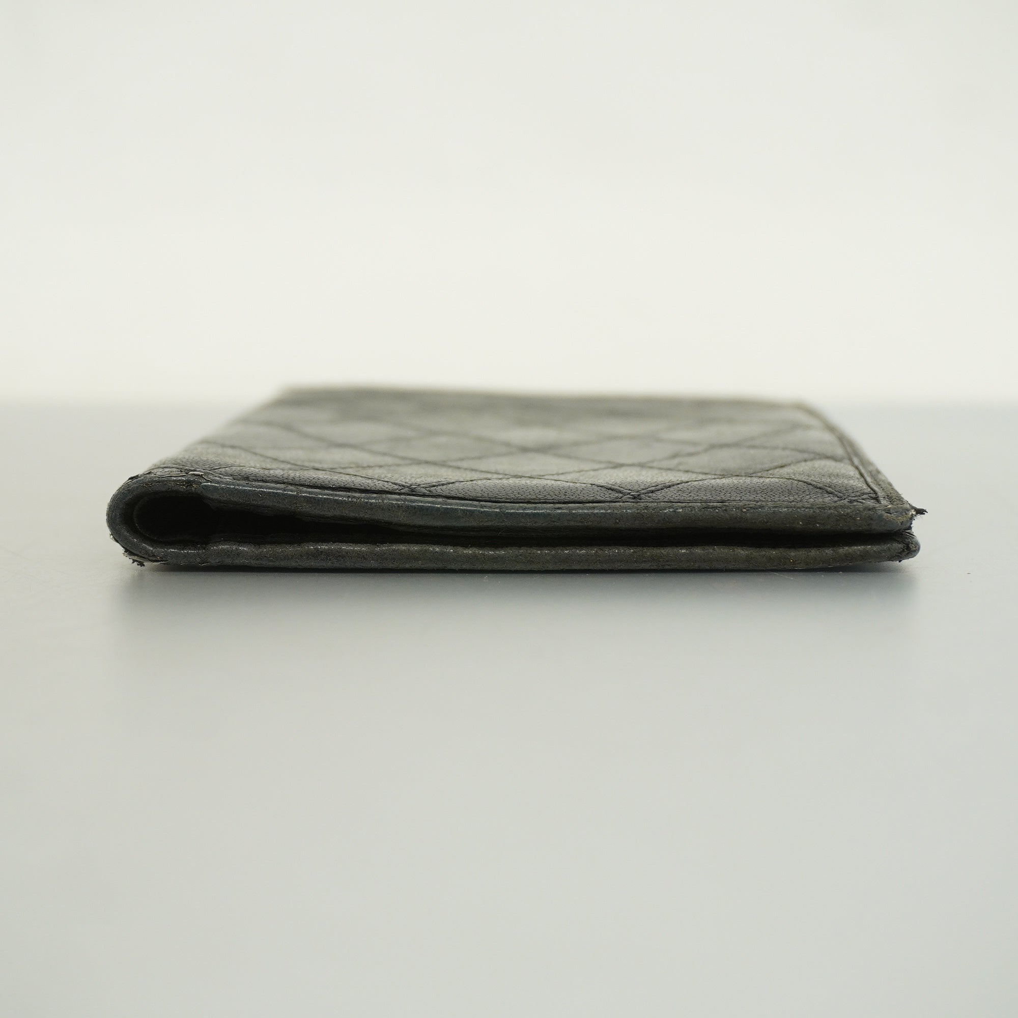 CHANELAuth  Bicolor Bi-fold Wallet Women's Lambskin Black