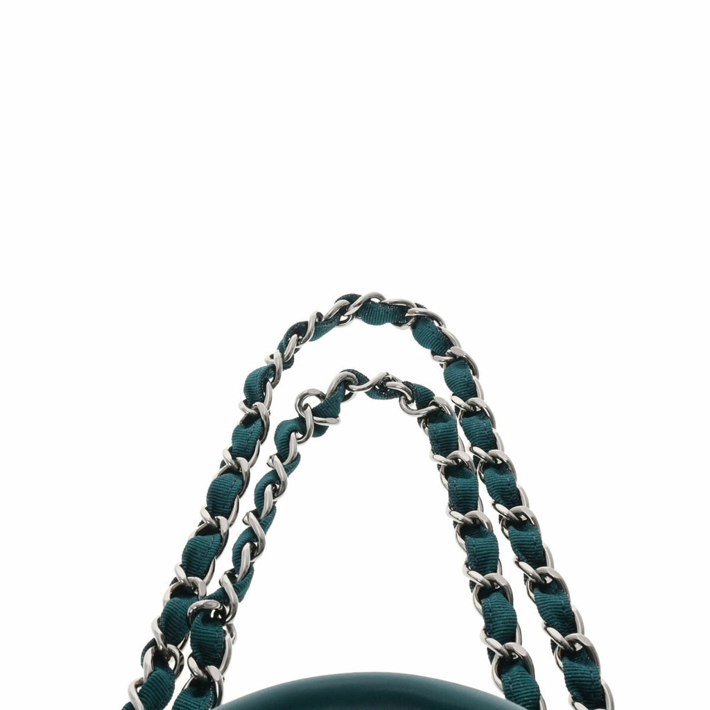CHANEL Deauville GM Blue Green Ladies Straw Leather Bag