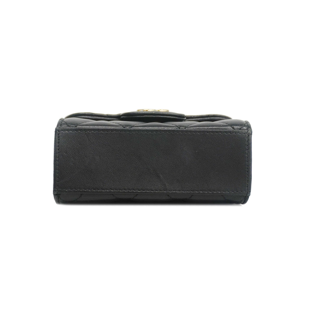 CHANEL  Matelasse Chain Shoulder Women's Lambskin Black