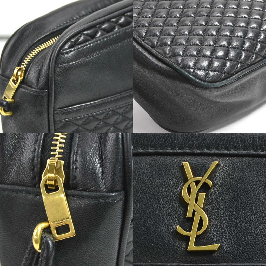 SAINT LAURENT shoulder bag leather black gold ladies 648990