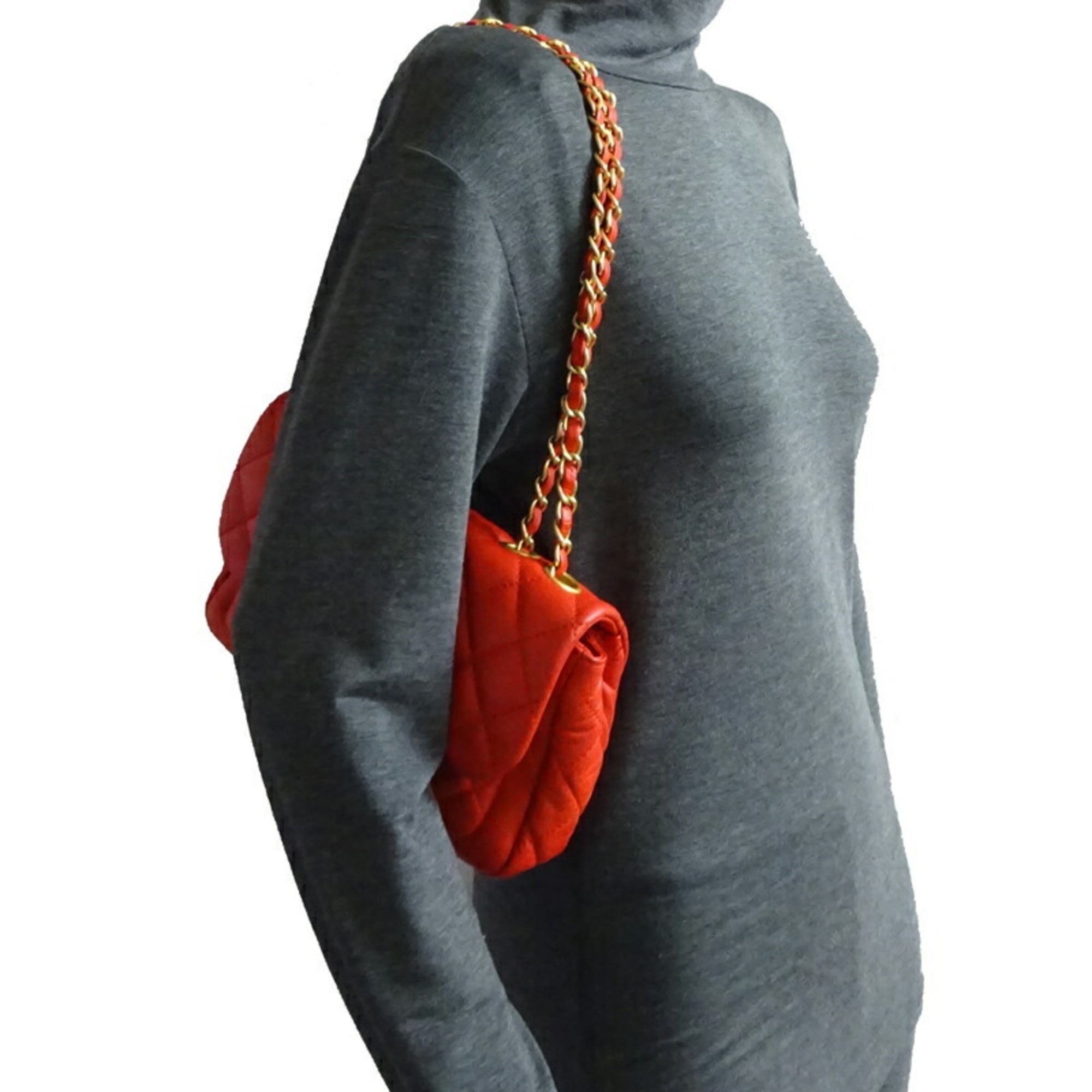 CHANEL Matelasse 23 Chain Shoulder Women's Bag Lambskin Red