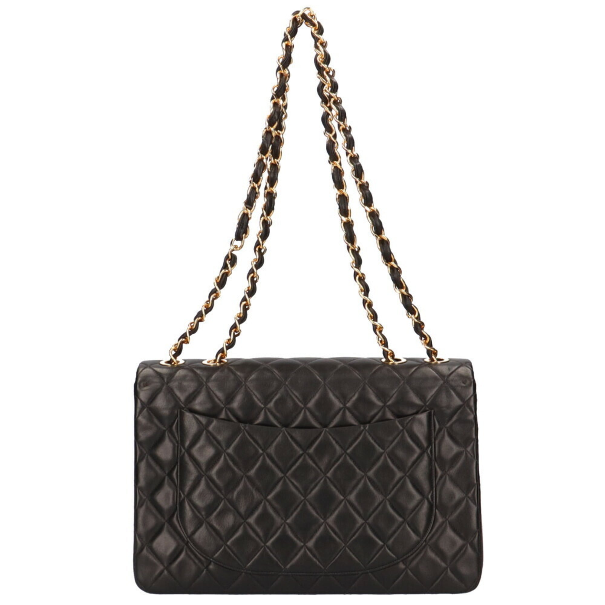 CHANEL chain matelasse shoulder bag lambskin black ladies