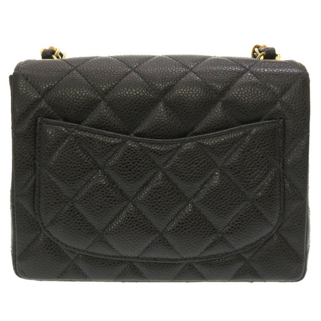 CHANEL Matelasse Caviar Skin Black No. 8 Gold Chain Shoulder Bag Coco Mark