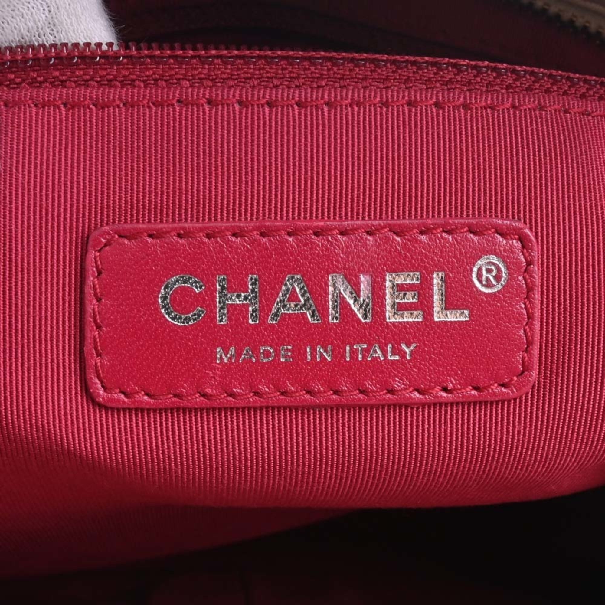 CHANEL Leather Gabriel de Cocomark Shoulder Bag Beige/Black Ladies
