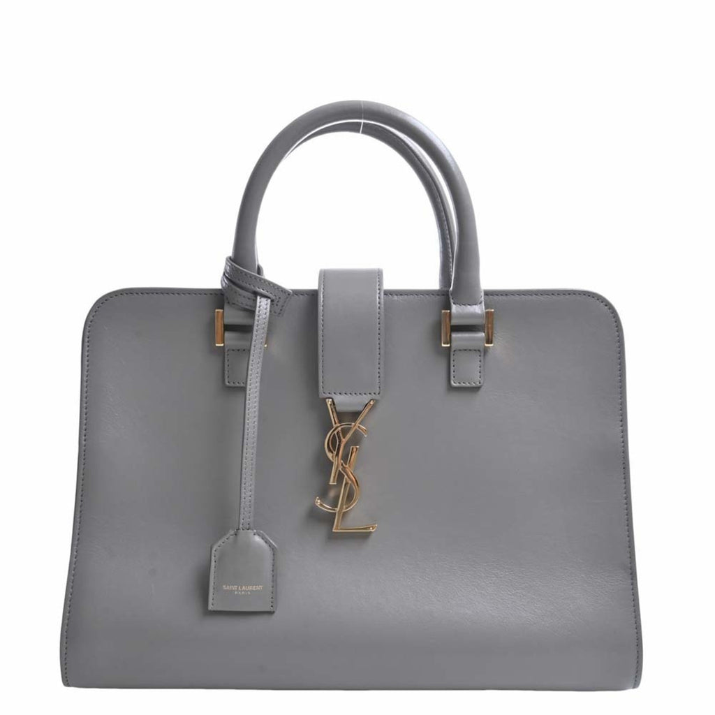SAINT LAURENT Leather Monogram Cabas Handbag 472469 Gray Ladies