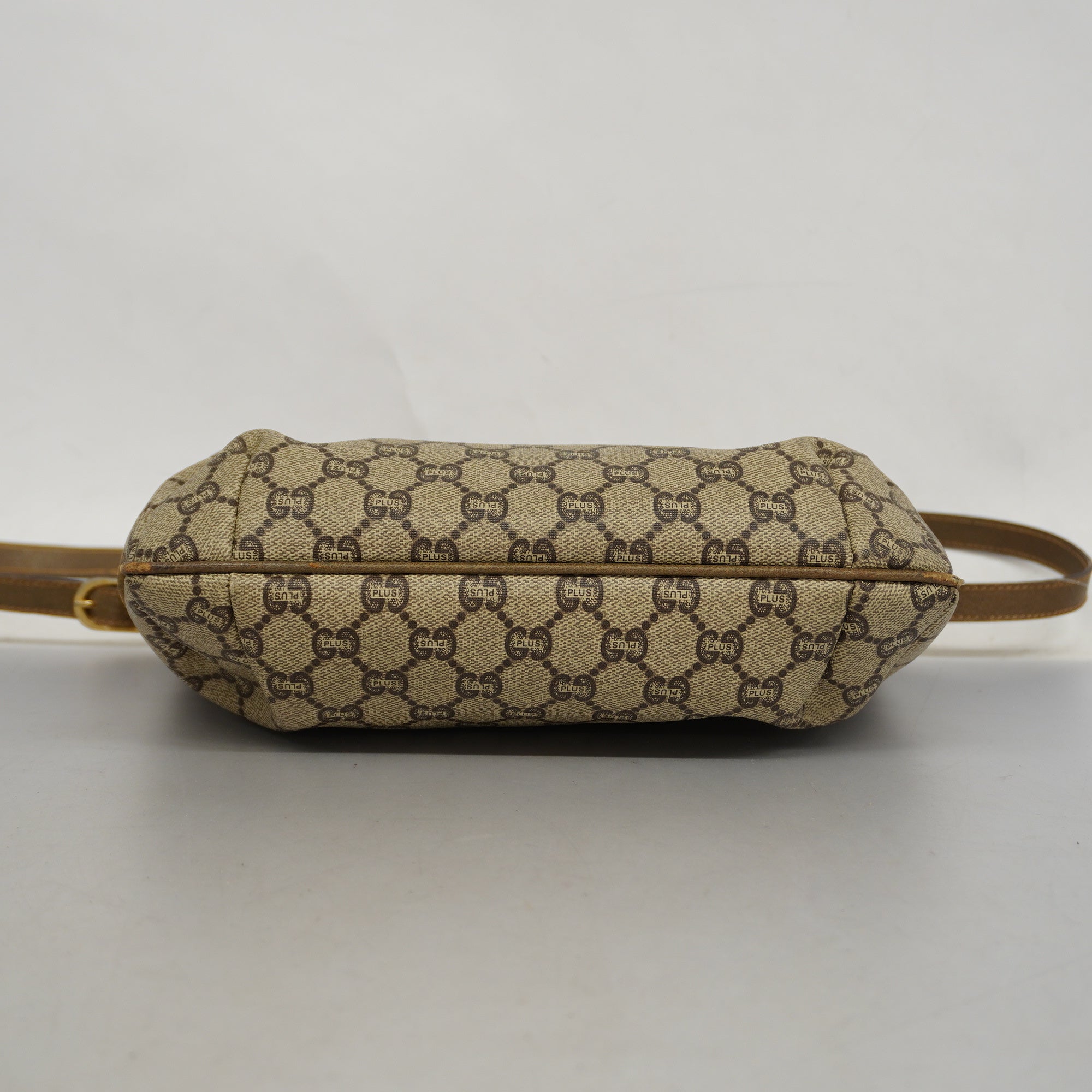GUCCI  GG Plus 122754 PVC Shoulder Bag Beige,Brown