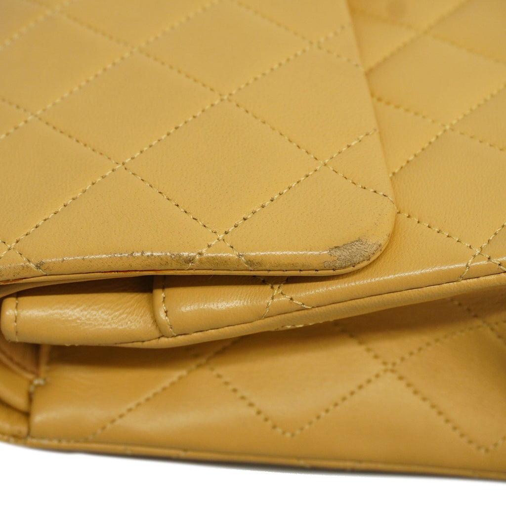 CHANELAuth  Matelasse W Flap W Chain Women's Leather Shoulder Bag Beige
