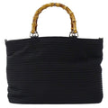 GUCCI Bag Women's Tote Handbag Bamboo Canvas Black 002���1364