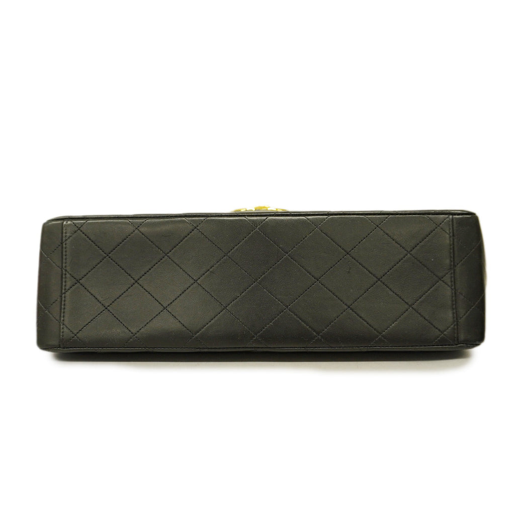 CHANELAuth  Big Matelasse W Chain Women's Leather Shoulder Bag Black