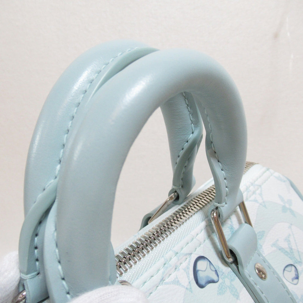 LOUIS VUITTON Aqua Garden Keepall Bandouliere Boston Bag Blue blue crystal Monogram Aqua Garden leather M22527