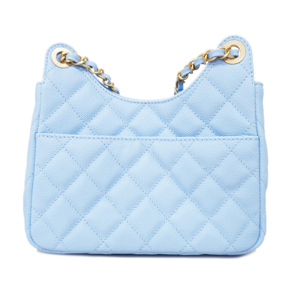 CHANEL  Matelasse Chain Shoulder Women's Caviar Leather Light Blue