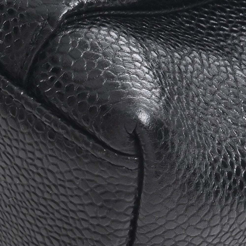 CHANEL Caviar Skin Coco Mark Chain Tote Bag Black Ladies